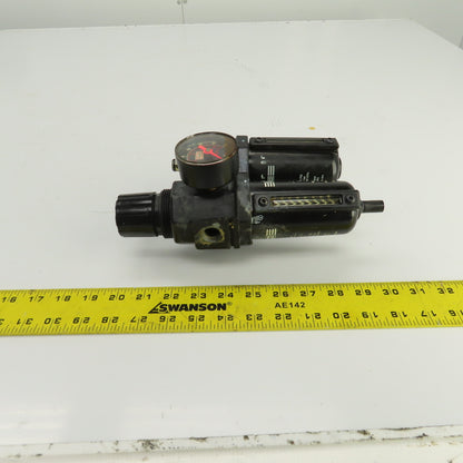 ARO Compressed Air Filter Regulator Lubricator FRL 150PSI 3/8" x 1/2" NPT