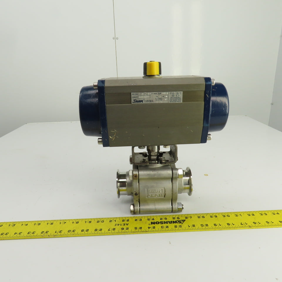 Sharpe SP100N Pneumatic Valve Actuator 145PSI 2" Stainless Steel Ball Valve CF3M
