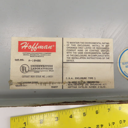 Hoffman A-10N86 10" x 8" x 6" Steel Electrical Enclosure W/Backplate Type 1