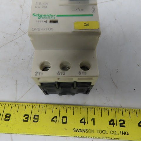 Schneider Electric GV2-RT08 Manual Motor Starter 3 Pole 600V 2Hp 2.5-4A Overload