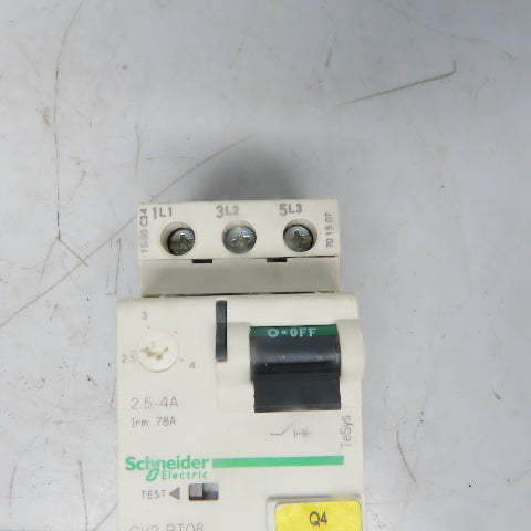 Schneider Electric GV2-RT08 Manual Motor Starter 3 Pole 600V 2Hp 2.5-4A Overload