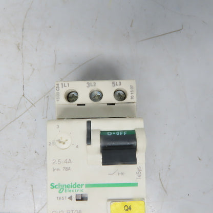 Schneider Electric GV2-RT08 Manual Motor Starter 3 Pole 600V 2Hp 2.5-4A Overload
