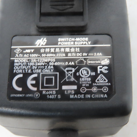 Jet 3A-122WP05 Shuko Male Power Supply Input 100-240V 50-60Hx Out Put 5V 2A