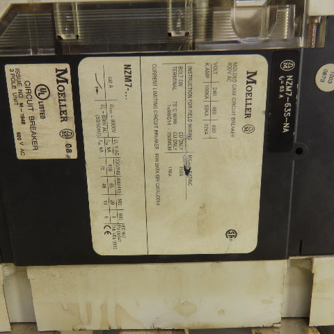 Moeller NZM7-63S-NA Busbar Mounted Breaker Assembly (3) 63A (1) 40 Amp Lot Of 4