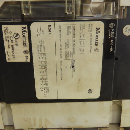Moeller NZM7-63S-NA Busbar Mounted Breaker Assembly (3) 63A (1) 40 Amp Lot Of 4