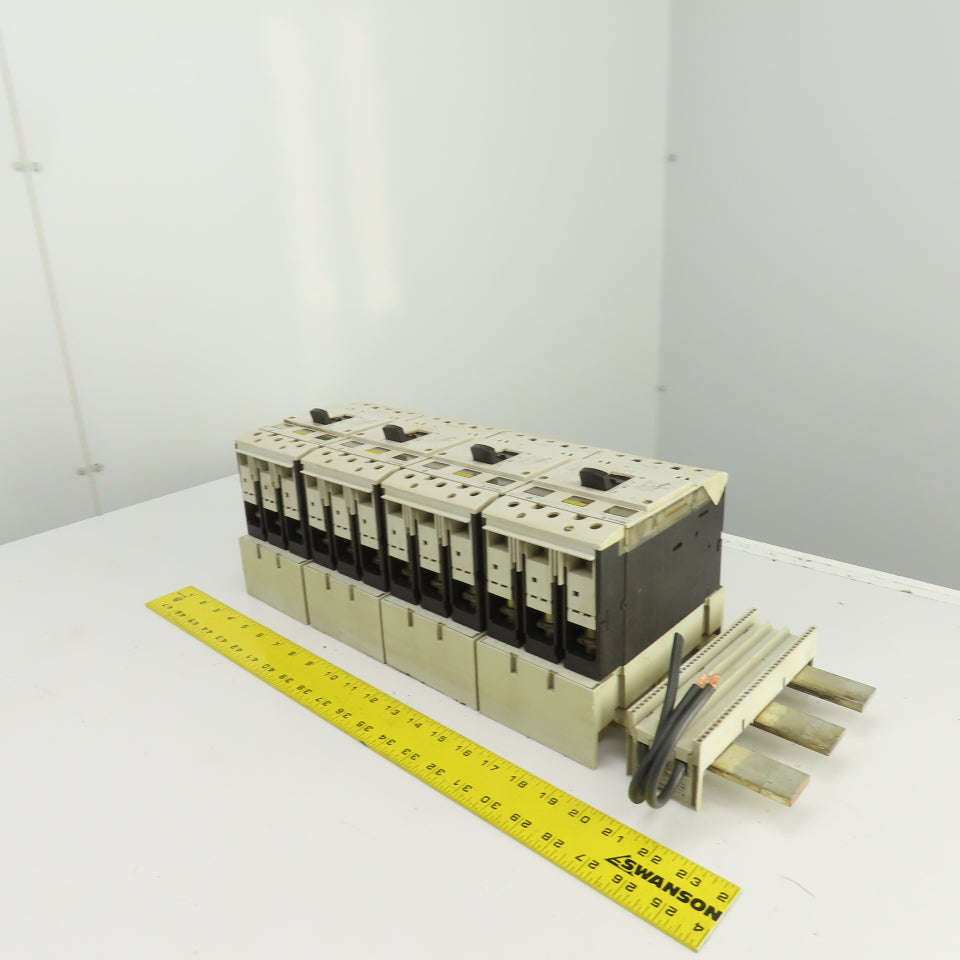 Moeller NZM7-63S-NA Busbar Mounted Breaker Assembly (3) 63A (1) 40 Amp Lot Of 4