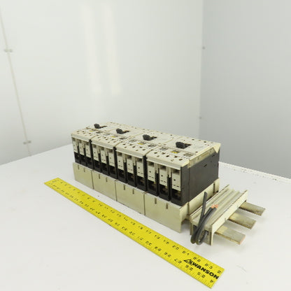 Moeller NZM7-63S-NA Busbar Mounted Breaker Assembly (3) 63A (1) 40 Amp Lot Of 4