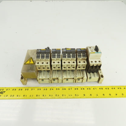 Wohner AES 3x38 Busbar Mounted Fuse Holders & 1 Breaker 1.6A 600V