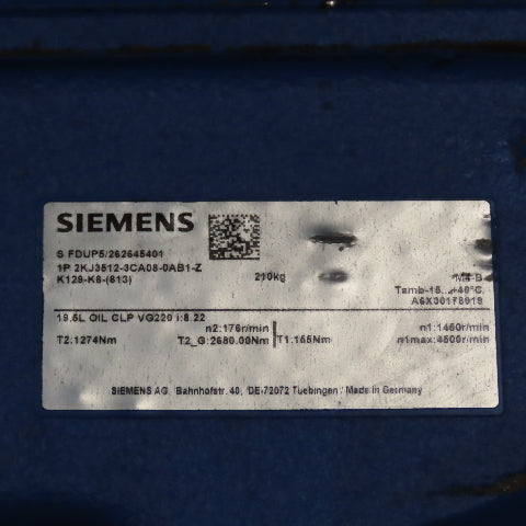 Siemens 1P 2KJ3512-3CA08-0AB1-Z Gear Reducer 8.22:1 Ratio 176 RPM Output