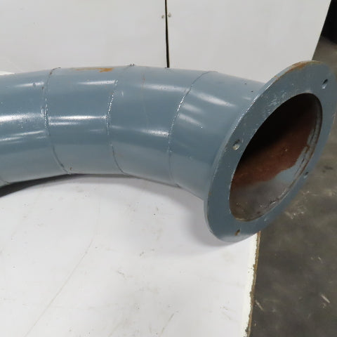 8" x 7" Reduced Rigid Welded Seam Flange Mount Duct 90° Elbow 24" Run 13" Drop