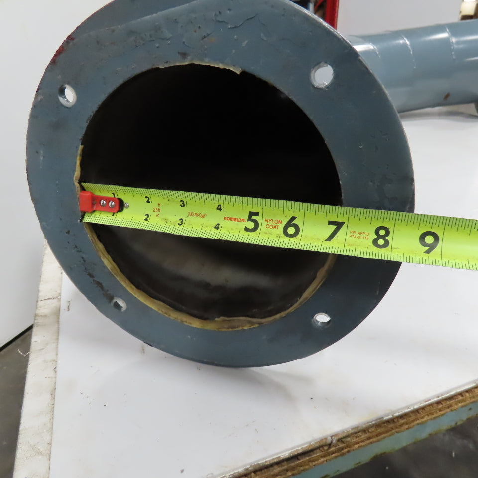 8" x 7" Reduced Rigid Welded Seam Flange Mount Duct 90° Elbow 24" Run 13" Drop