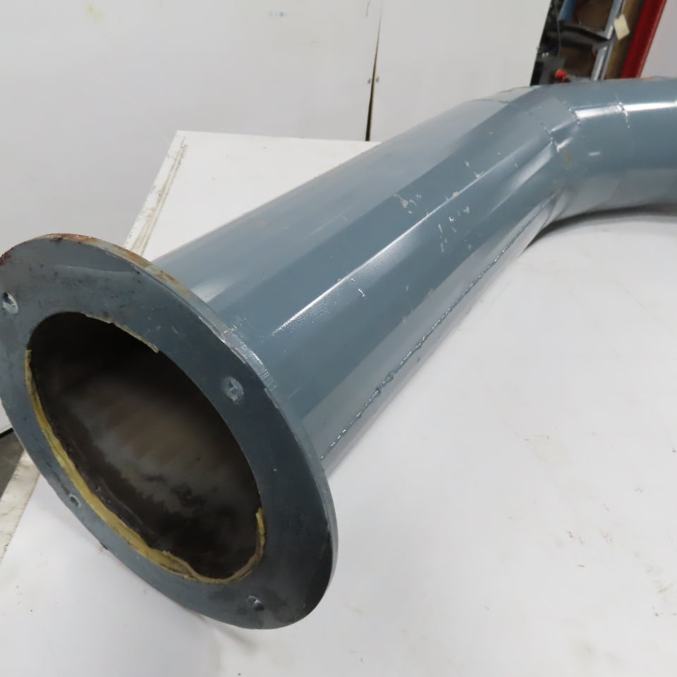 8" x 7" Reduced Rigid Welded Seam Flange Mount Duct 90° Elbow 24" Run 13" Drop