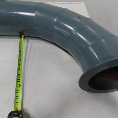 8" x 7" Reduced Rigid Welded Seam Flange Mount Duct 90° Elbow 24" Run 13" Drop