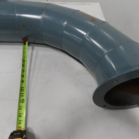 8" x 7" Reduced Rigid Welded Seam Flange Mount Duct 90° Elbow 24" Run 13" Drop