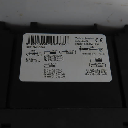 Siemens 3RT1044-3BB40 65A Contactor 600V AC 10-60HP 24VDC Coil