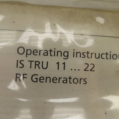 Trumpf IS TRU 11-?22 RF Generator Service Manual & Operating Instructions Lot/2