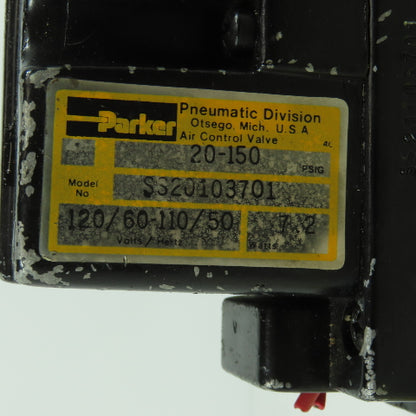 Parker S320103701 3/2 Way Pneumatic Solenoid Valve 150PSIG 120V Coil 3/8" NPT