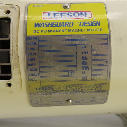Leeson 108232.00 Washguard 1.5HP DC Electric Motor 1750RPM 180VDC ZLS56C Frame