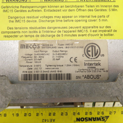 Mecos IMC15 BG10837-01NK Trumpf 0359329 16kVA Motor Drive 0-460V Out 0-1100HZ