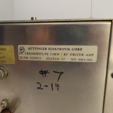 Huttinger Elektronik 0139823 Laser RF Driver Amp 2.0kW