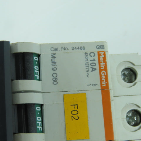 Merlin Gerin 24466 C10A 3-Pole Circuit Breaker Multi 9 10A 480/277V