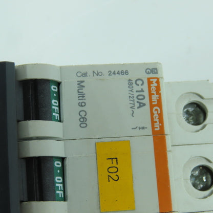 Merlin Gerin 24466 C10A 3-Pole Circuit Breaker Multi 9 10A 480/277V