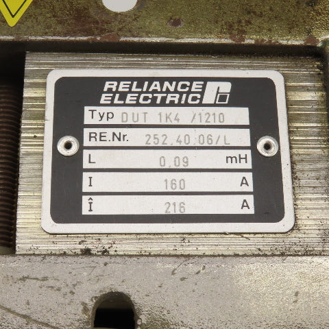 Reliance DUT 1K4/1210 0.09mH Transformer 160-216 Amp