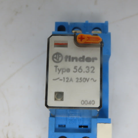 FINDER TYPE 56.32 Relay w/Din Rail Mount Socket 250V 12A