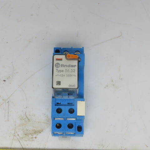FINDER TYPE 56.32 Relay w/Din Rail Mount Socket 250V 12A