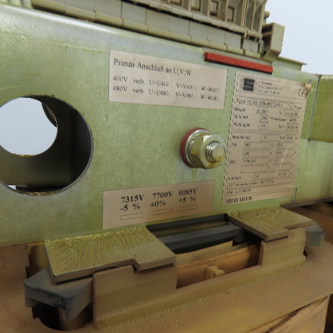 J. Schneider HLAS 38B-960724T1 36kVA Step-Up Transformer Pri 400/480 Sec 7700V