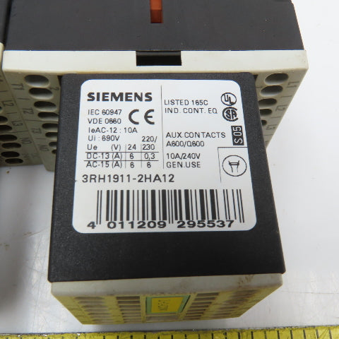 Siemens 3ZX1012-0RH11-1AA1 600V 20A 7.5Hp Motor Starter Contactor Lot Of 2