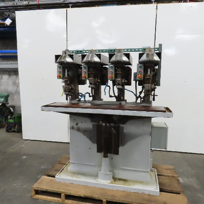 Avey Model 1 4 Spindle Gang Drill Press 2-1/2" Stroke 55 x 12" Table MT1 3PH