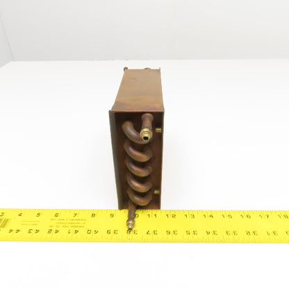 6" x 7" Copper 2 Pass Heat Exchanger 7/16" Tube M12-1.0 Ports
