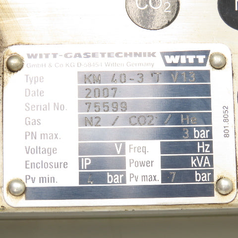 Witt Gasetechnik KM 40-3T V13 N2 CO2 He Gas Dosing Mixing Unit Trumpf TLF 4000T
