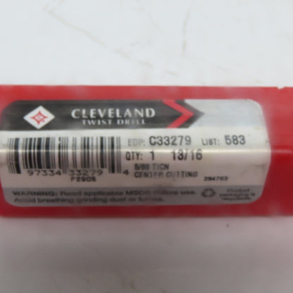 Cleveland C33279 Square End Mill 13/16 Dia 1-7/8" LOC 4 Flutes HSS Center Cut"