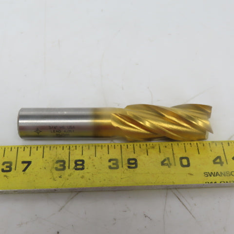 Cleveland C39463 Square End Mill: 3/4 Dia 1-5/8" LOC 4 Flutes High Speed Steel"