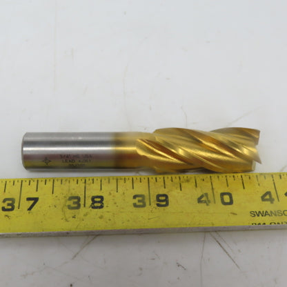 Cleveland C39463 Square End Mill: 3/4 Dia 1-5/8" LOC 4 Flutes High Speed Steel"
