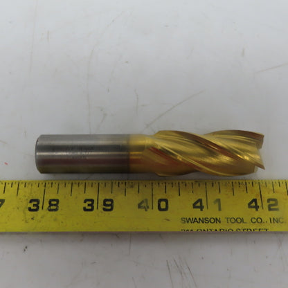 Cleveland C42254 Square End Mill 7/8 Dia 2" LOC 4 Flutes High Speed Steel TiN"