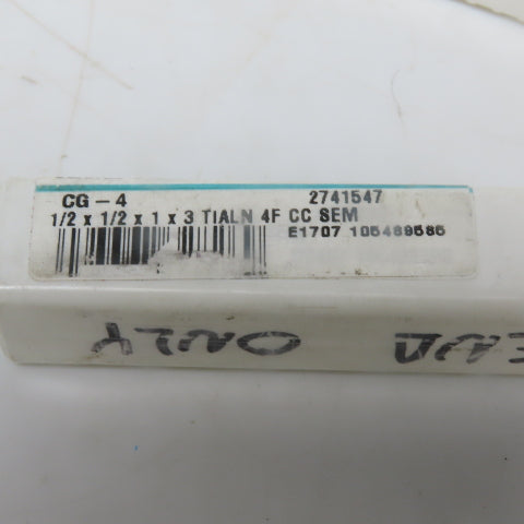 Metal Removal 1/2 x 1/2 x 1 x 3 Tialn 4F Center Cutting End Mill