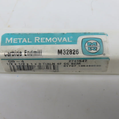 Metal Removal 1/2 x 1/2 x 1 x 3 Tialn 4F Center Cutting End Mill