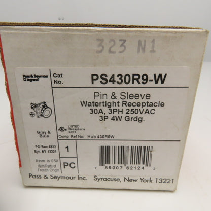 Pass & Seymour PS430R9-W Pin & Sleeve Watertight Receptacle 30A 3Ph 250V 3P 4W
