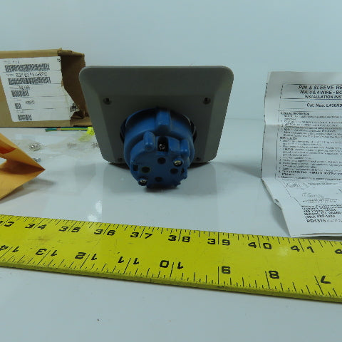 Hubbell L430R9 Blue Wall Mount Pin & Sleeve Receptacle 30A 250VAC 3PH