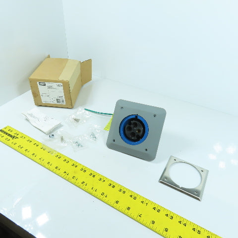 Hubbell L430R9 Blue Wall Mount Pin & Sleeve Receptacle 30A 250VAC 3PH