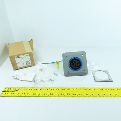 Hubbell L430R9 Blue Wall Mount Pin & Sleeve Receptacle 30A 250VAC 3PH