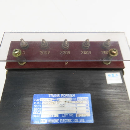 Nunome 200-220/240-260V Pri 50/60Hz 800VA 1Ph 100V Sec. Transformer Tested