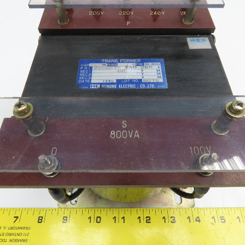 Nunome 200-220/240-260V Pri 50/60Hz 800VA 1Ph 100V Sec. Transformer Tested