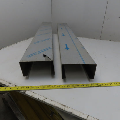 Brushed Stainless Steel Way Cover Trim Profile 3-1/2" x 6-3/4" x 60" Lot of 2