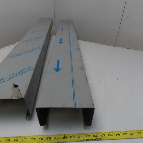 Brushed Stainless Steel Way Cover Trim Profile 3-1/2" x 6-3/4" x 60" Lot of 2