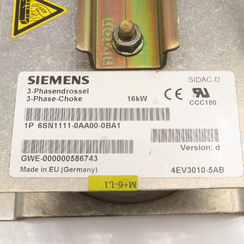 Siemens 1P 6SN1111-0AA00-0BA1 16kW 3Ph Choke
