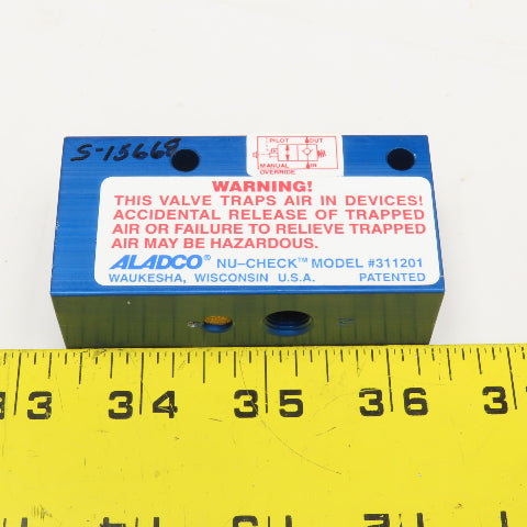Aladco 311201 Nu-Check Pneumatic N/C Check Valve Manual Override 1/8"NPT
